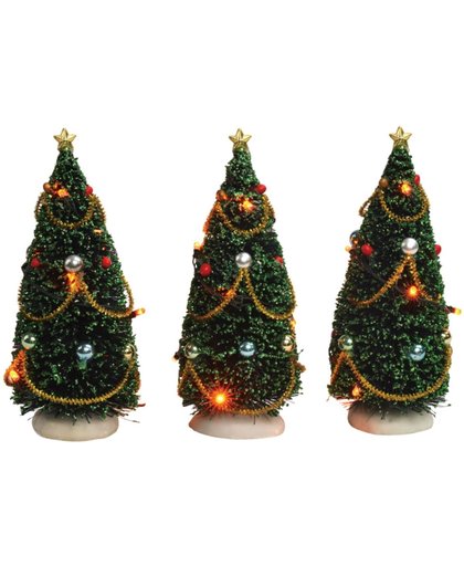 Drie bomen met verlichting 15 cm hoog