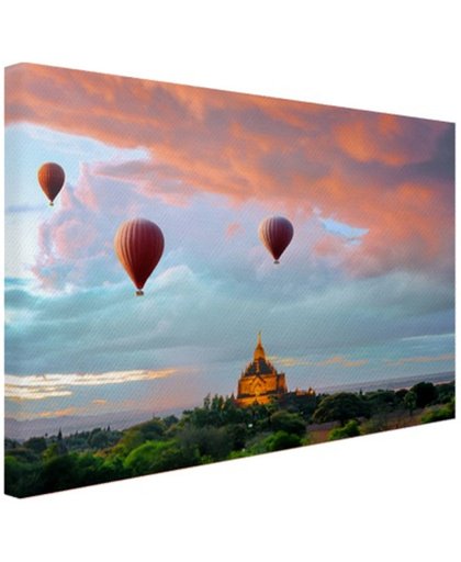 FotoCadeau.nl - Luchtballonnen in Bagan Azie  Canvas 80x60 cm - Foto print op Canvas schilderij (Wanddecoratie)