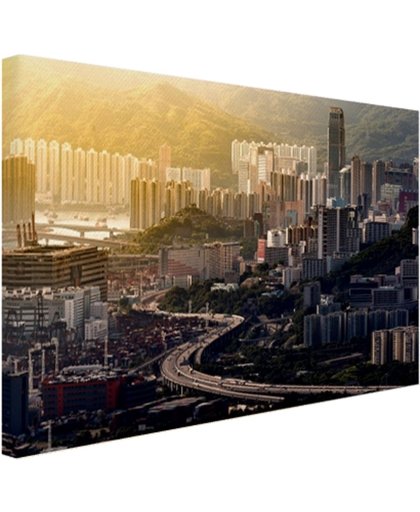 Uitzicht over Hong Kong Canvas 180x120 cm - Foto print op Canvas schilderij (Wanddecoratie)