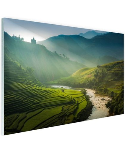 FotoCadeau.nl - Groene vlakte in Azie Glas 90x60 cm - Foto print op Glas (Plexiglas wanddecoratie)