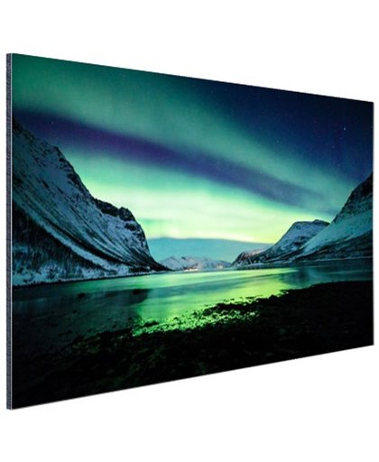 Ongelooflijke noorderlicht in Noorwegen Aluminium 180x120 cm - Foto print op Aluminium (metaal wanddecoratie)