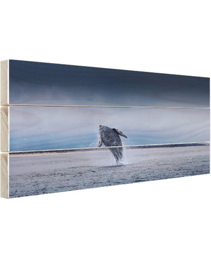 FotoCadeau.nl - Brede foto van springende walvis Hout 30x20 cm - Foto print op Hout (Wanddecoratie)