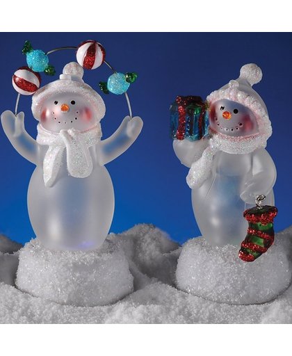 Twee LED Sneeuwpoppen-jongleur en cadeau