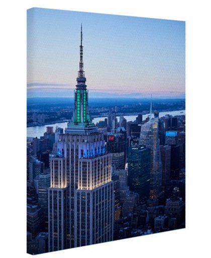 FotoCadeau.nl - Empire State Building bij zonsondergang Canvas 40x60 cm - Foto print op Canvas schilderij (Wanddecoratie)