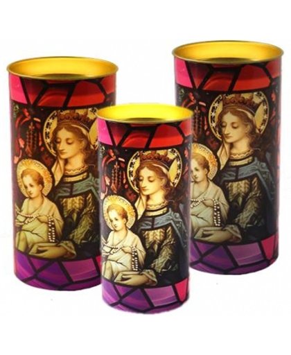 Kaarsen - Maria en Jezus - uniek lichteffect (3 stuks)