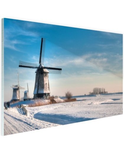 Nederlands winterlandschap Glas 180x120 cm - Foto print op Glas (Plexiglas wanddecoratie)