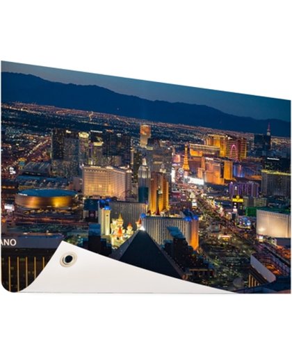 FotoCadeau.nl - Luchtfoto verlicht stadsbeeld Las Vegas Tuinposter 120x80 cm - Foto op Tuinposter (tuin decoratie)