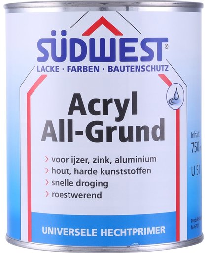 Sudwest All-Grund Acryl  RAL 7001 Grijs 750 ml