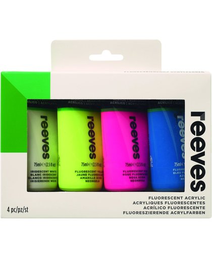 Reeves Acryl Set 4 x 75ml Fluor kleuren set 2