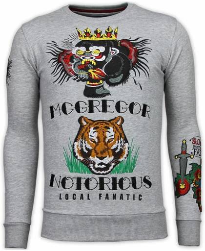 Local Fanatic McGregor Notoriuous Tattoo - Embroidery Sweater - Grijs - Maten: XL