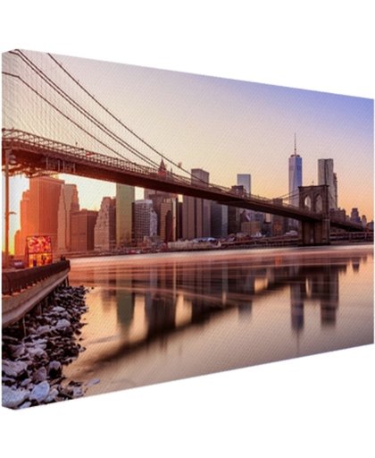 Manhattan vanuit Brooklyn bridge park Canvas 180x120 cm - Foto print op Canvas schilderij (Wanddecoratie)