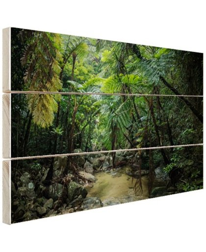 FotoCadeau.nl - Riviertje in tropische jungle Hout 120x80 cm - Foto print op Hout (Wanddecoratie)