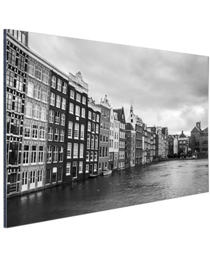 FotoCadeau.nl - Amsterdamse grachten zwart-wit  Aluminium 120x80 cm - Foto print op Aluminium (metaal wanddecoratie)