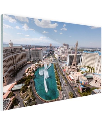 FotoCadeau.nl - Stadsbeeld Las Vegas overdag Glas 90x60 cm - Foto print op Glas (Plexiglas wanddecoratie)