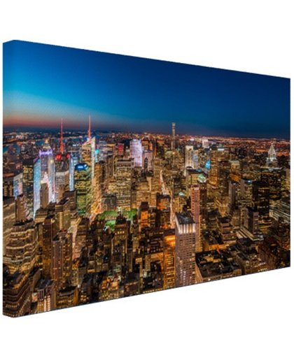 Luchtfoto bij nacht New York Canvas 180x120 cm - Foto print op Canvas schilderij (Wanddecoratie)