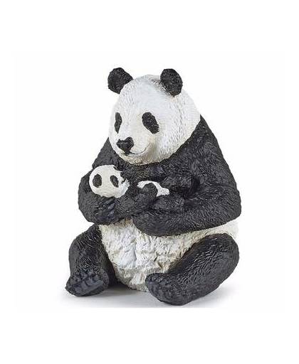 Plastic panda met baby panda 8 cm