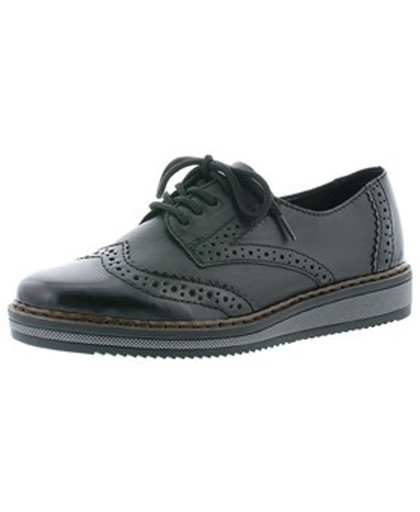 Rieker - N 0312 - Oxford schoenen - Dames - Maat 39 - Zwart;Zwarte - 00 -Nero/Schwarz Cordovan/