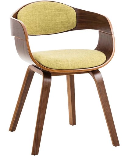 Clp Design bezoekersstoel KINGSTON - natura houten stoel met armleuning en gepolsterd zitvlak, stof - lichtgroen walnoot