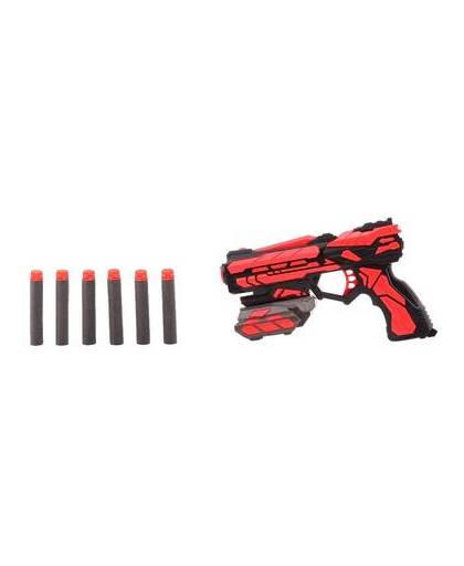 Johntoy shooter starter pistool zwart/rood 18 cm