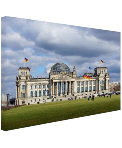 Reichstag gebouw bewolkt Canvas 180x120 cm - Foto print op Canvas schilderij (Wanddecoratie)