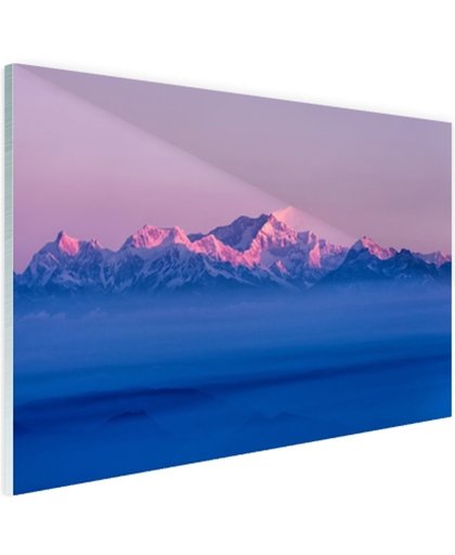 FotoCadeau.nl - Himalaya tijdens zonsopgang Glas 90x60 cm - Foto print op Glas (Plexiglas wanddecoratie)