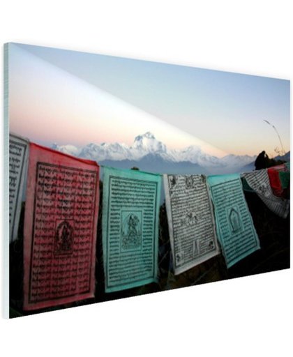 FotoCadeau.nl - Boeddhistische gebedsvlaggen Glas 120x80 cm - Foto print op Glas (Plexiglas wanddecoratie)