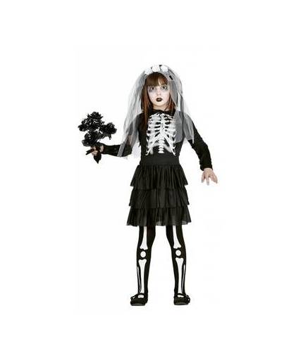 Halloween kostuum kind jurkje skelet - maat / leeftijd: 122-134 / 7-9 jaar