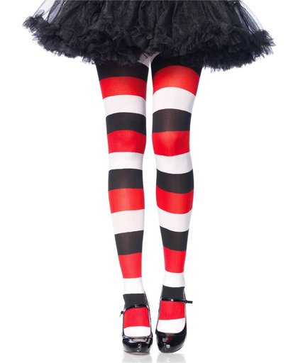 Darling Doll gestreepte panty zwart/rood/wit - One size - Leg Avenue