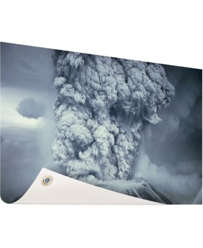 FotoCadeau.nl - Uitbarsting vulkaan zwart wit Tuinposter 200x100 cm - Foto op Tuinposter (tuin decoratie)