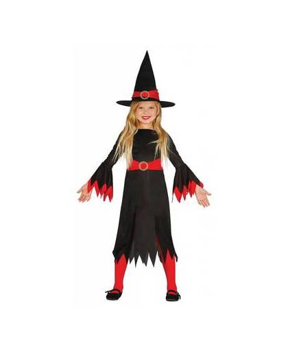 Halloween kostuum kind heks rood - maat / leeftijd: 122-134 / 7-9 jaar