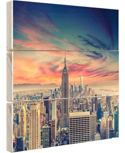 FotoCadeau.nl - Manhattan met bijzondere lucht Hout 60x40 cm - Foto print op Hout (Wanddecoratie)
