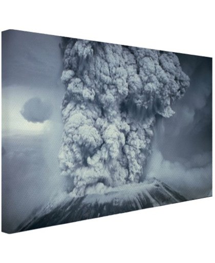 FotoCadeau.nl - Uitbarsting vulkaan zwart wit Canvas 60x40 cm - Foto print op Canvas schilderij (Wanddecoratie)
