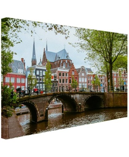 Gracht centrum van Amsterdam Canvas 30x20 cm - Foto print op Canvas schilderij (Wanddecoratie)