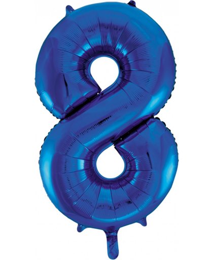 Cijferballon blauw 86 cm nummer 8 professionele kwaliteit