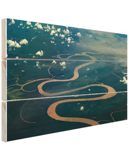 FotoCadeau.nl - Amazone rivier Brazillie foto afdruk Hout 80x60 cm - Foto print op Hout (Wanddecoratie)