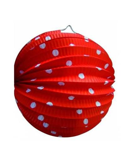 Lampion rood met witte stippen 23 cm