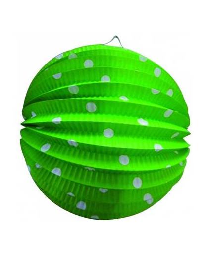 Lampion groen met witte stippen 23 cm