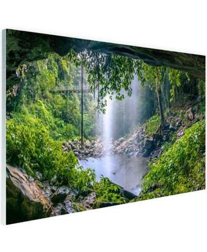 FotoCadeau.nl - Foto van regenwoud met waterval Glas 60x40 cm - Foto print op Glas (Plexiglas wanddecoratie)