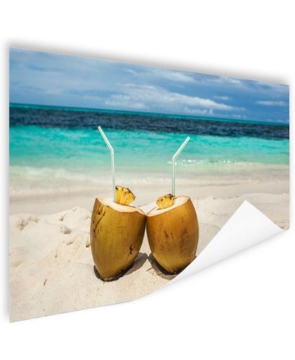 FotoCadeau.nl - Kokosnoten Caribisch strand Poster 150x75 cm - Foto print op Poster (wanddecoratie)
