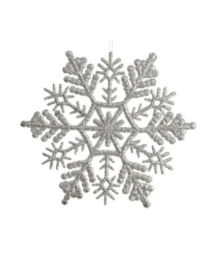 8x sneeuwvlokken hangend in het zilver 10 cm