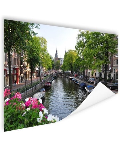 FotoCadeau.nl - Zomerse gracht in Amsterdam Poster 180x120 cm - Foto print op Poster (wanddecoratie)