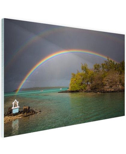 FotoCadeau.nl - Regenbogen over meer Glas 120x80 cm - Foto print op Glas (Plexiglas wanddecoratie)