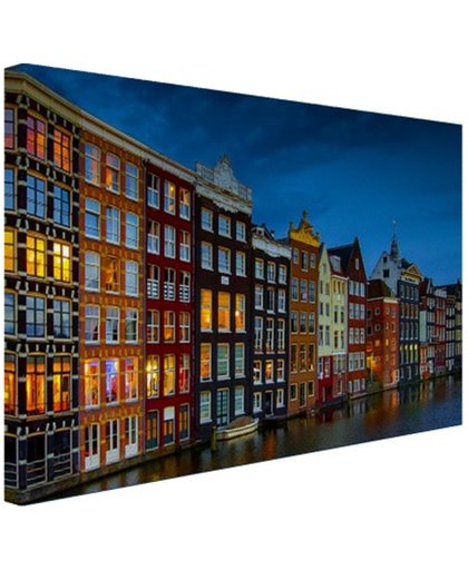 FotoCadeau.nl - Pakhuizen aan de gracht Amsterdam Canvas 80x60 cm - Foto print op Canvas schilderij (Wanddecoratie)