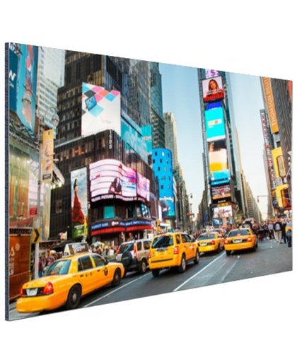 FotoCadeau.nl - Times Square gele taxis foto afdruk Aluminium 120x80 cm - Foto print op Aluminium (metaal wanddecoratie)