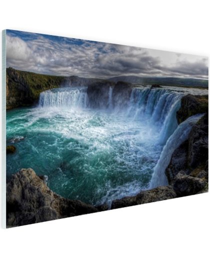 FotoCadeau.nl - IJslandse watervallen Glas 120x80 cm - Foto print op Glas (Plexiglas wanddecoratie)