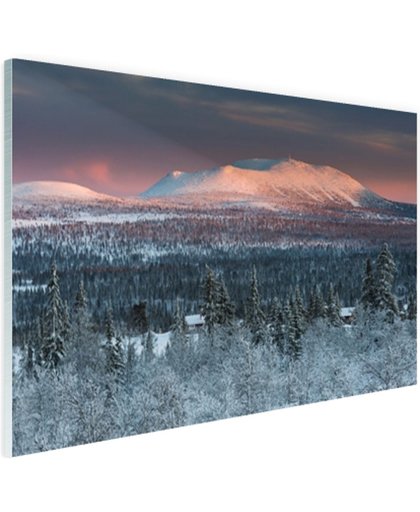 FotoCadeau.nl - Winters berglandschap Glas 60x40 cm - Foto print op Glas (Plexiglas wanddecoratie)