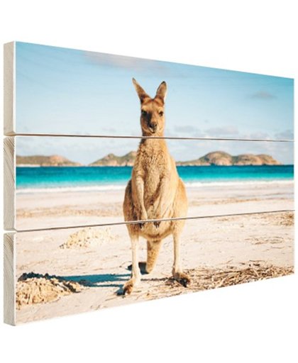 FotoCadeau.nl - Kangoeroe op het strand Australie Hout 60x40 cm - Foto print op Hout (Wanddecoratie)