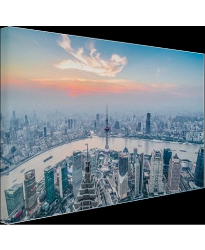 FotoCadeau.nl - Luchtfoto van Shanghai Canvas 60x40 cm - Foto print op Canvas schilderij (Wanddecoratie)