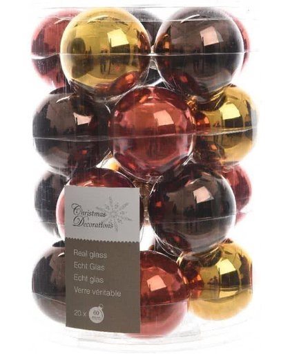 Glas Kerstballen Assorti (6cm) Box 20 Stuks Brown Gold