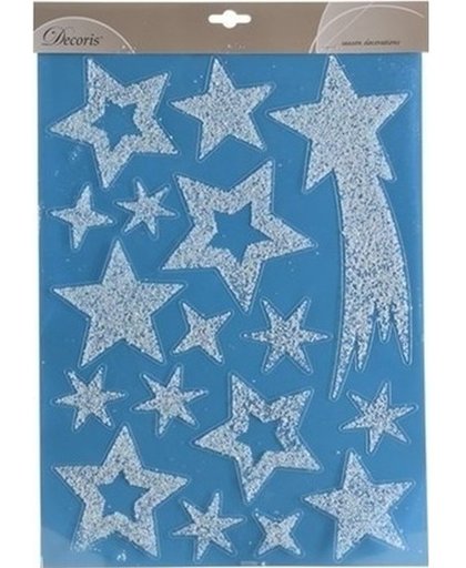 Kerst decoratie raamstickers glitter sterren 30 x 40 cm - raamversiering